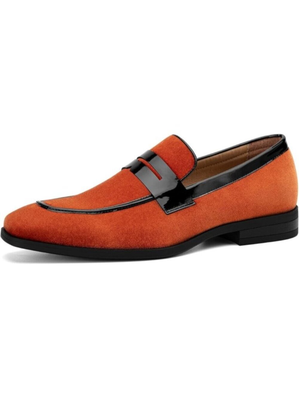 Men's Orange Velvet Tuxedo Classic Slip On Loafers Formal Imported Dress Shoes